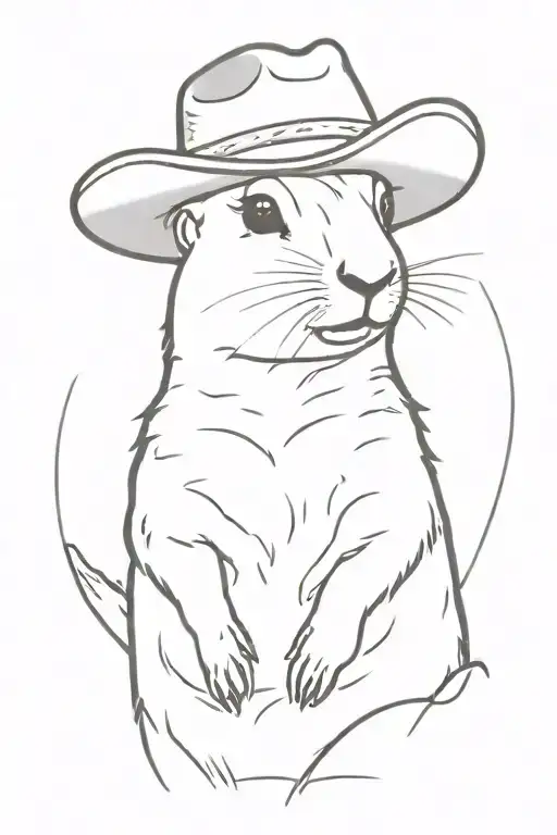 prairie dog wearing a cowboy hat  tattoo design idea