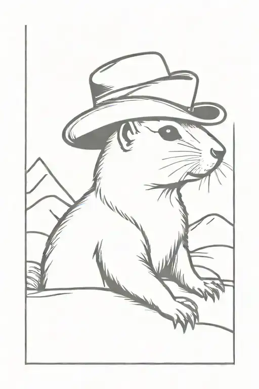 prairie dog wearing a cowboy hat  tattoo design idea