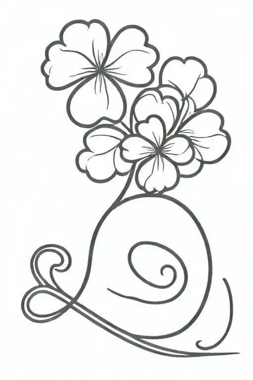 clover 4 with the stem of a leaf is a music note  tattoo design idea