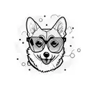 corgi with glasses tattoo design idea
