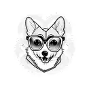 corgi with glasses tattoo design idea