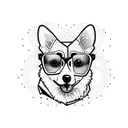 corgi with glasses tattoo design idea