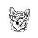 corgi with glasses tattoo design idea