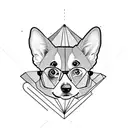 corgi with glasses tattoo design idea