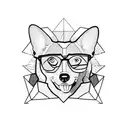 corgi with glasses tattoo design idea