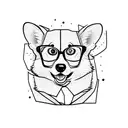 corgi with glasses tattoo design idea
