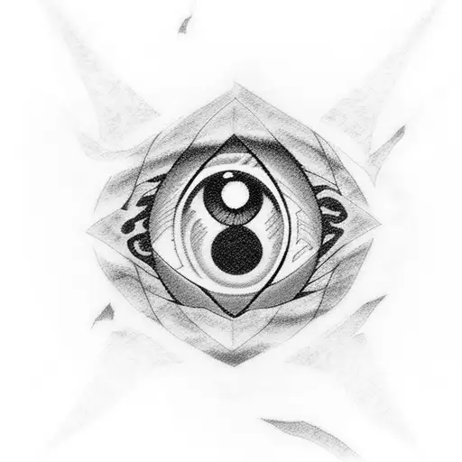 Sasuke's Sharingan eye in blackwork tattoo design idea