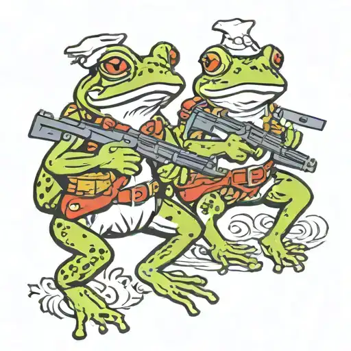 millitary frogs with guns  tattoo design idea