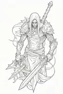 aggrogoth styled tatto, grudge, sword aesthetic tattoo design idea