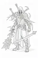 aggrogoth styled tatto, grudge, sword aesthetic tattoo design idea