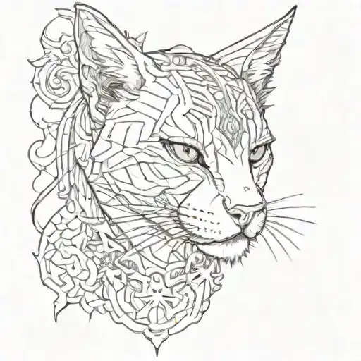 nemesis with a cat  tattoo design idea
