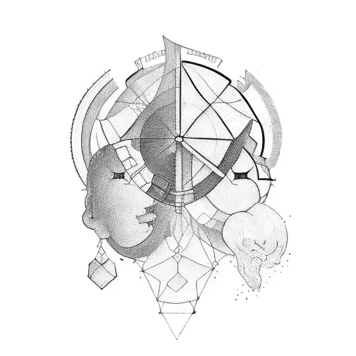 A tattoo design representing the concept of intelligence using blackwork style. tattoo design idea