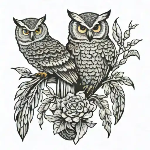 saguaro and owl perched tattoo design idea