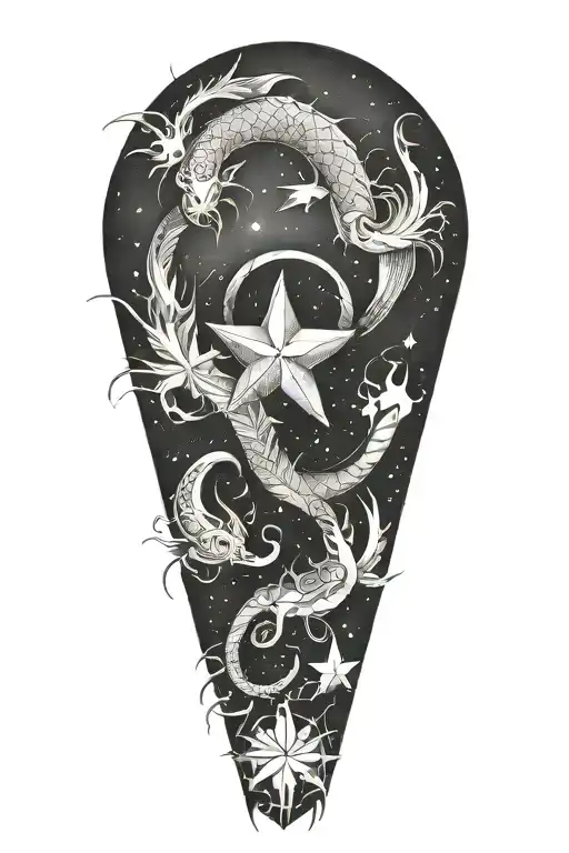 Pisces, Scorpio, Sagittarius, Aries, Southern Cross tattoo design idea
