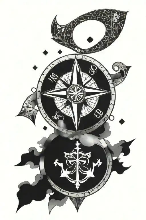 A geometric pattern incorporating the zodiac signs Pisces, Scorpio, Aries, and Sagittarius with the Southern Cross as the focal point, symbolizing family ties tattoo design idea