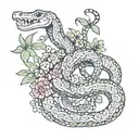 snake slithering adorned with Aztec flowers  tattoo design idea