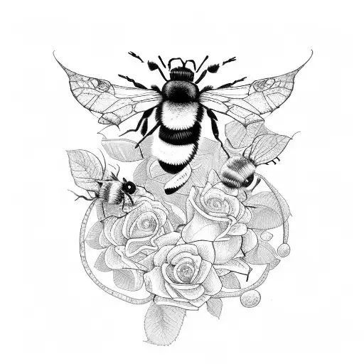 the name Stewart with Bees, snakes and roses  tattoo design idea