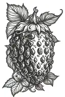 eggplant in strawberries tattoo design idea