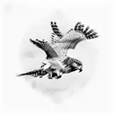 Realistic tattoo of two red tail hawks fighting while in flight. One hawk is diving at the other with talons extended tattoo design idea