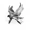 Realistic tattoo of two red tail hawks fighting while in flight. One hawk is diving at the other with talons extended tattoo design idea