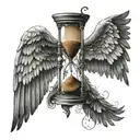 Hourglass and Wings tattoo design idea