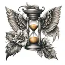 Hourglass and Wings tattoo design idea