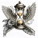 Hourglass and Wings tattoo design idea