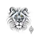In the same tattoo, make half the face of a lion and a lioness. tattoo design idea
