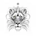In the same tattoo, make half the face of a lion and a lioness. tattoo design idea