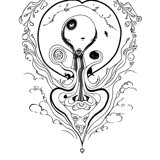 Heart in the style of Tim Burton tattoo design idea