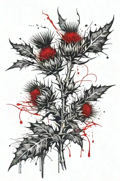 Scottish thistle tied together tattoo design idea