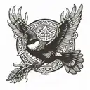 antler hook duck pheasant cross made tattoo design idea