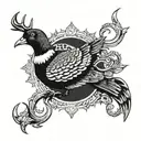 antler hook duck pheasant cross made tattoo design idea