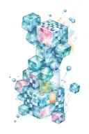 rubic cube and dna coming out of it  tattoo design idea