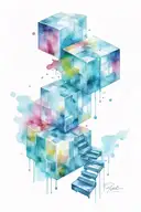 rubic cube and dna coming out of it  tattoo design idea