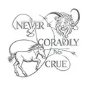 never cowardly nor cruel never give in with aires taurus and leo sign tattoo design idea
