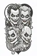 A unique design combining elements of The Joker and Harley Quinn to symbolize the duality of life and death tattoo design idea
