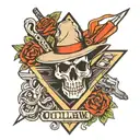 outlaw and guns inside triangle tattoo design idea