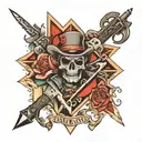 outlaw and guns inside triangle tattoo design idea