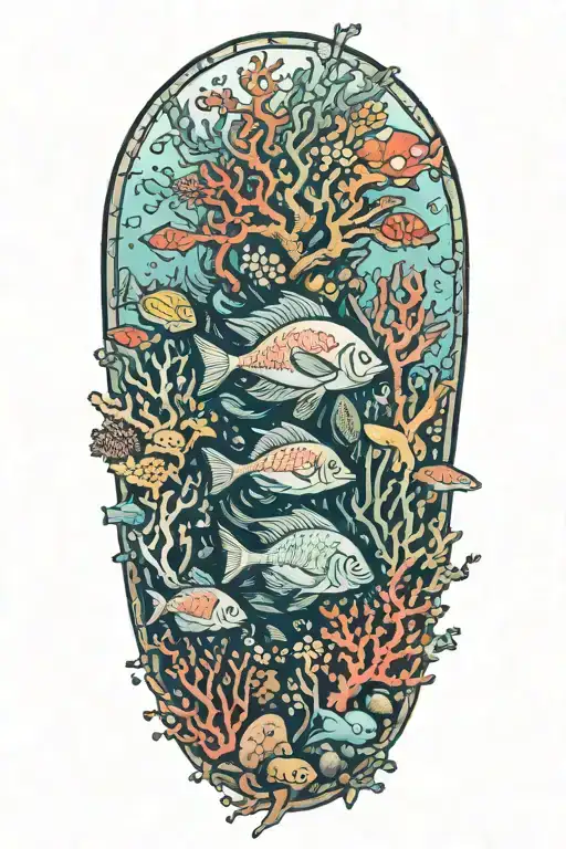 coral reef saltwater ocean tattoo design idea
