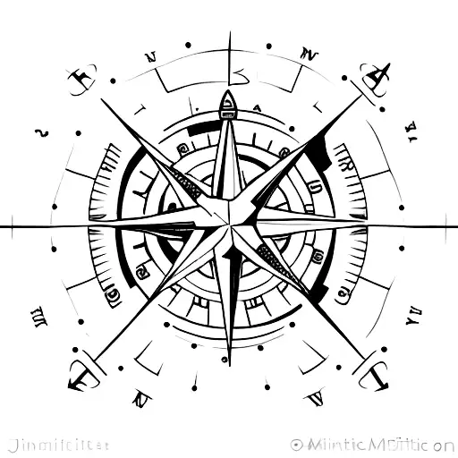 A minimalist tattoo of a compass with boxing gloves as the needle, signifying the client's journey in life as a boxer and their love for exploring the oceans tattoo design idea