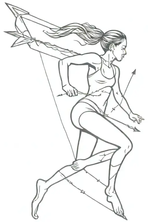 female runner with two arrows that represents mind over matter through trauma tattoo design idea