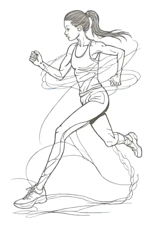 female runner with Buddhist inspired pain is inevitable and suffering is optional tattoo design idea