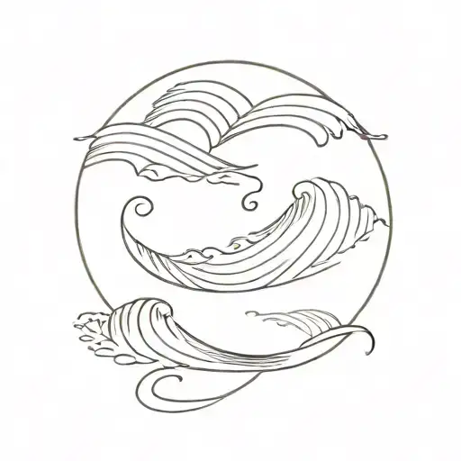 waves surf style tattoo design idea