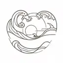 waves surf style tattoo design idea