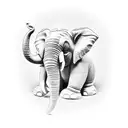 elephant looking at a Buddha statue tattoo design idea