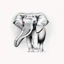 elephant looking at a Buddha statue tattoo design idea