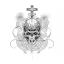 cross with 3 names tattoo design idea