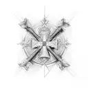 cross with 3 names tattoo design idea