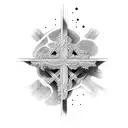 cross with 3 kids names tattoo design idea